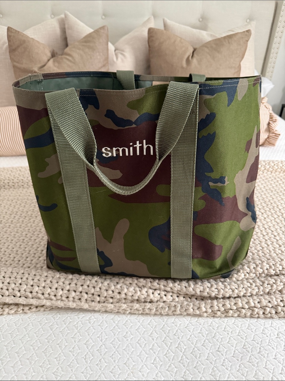L.L Bean Green Camouflage Canvas Tote